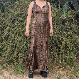 Chic Brown and Black Maxi Dress